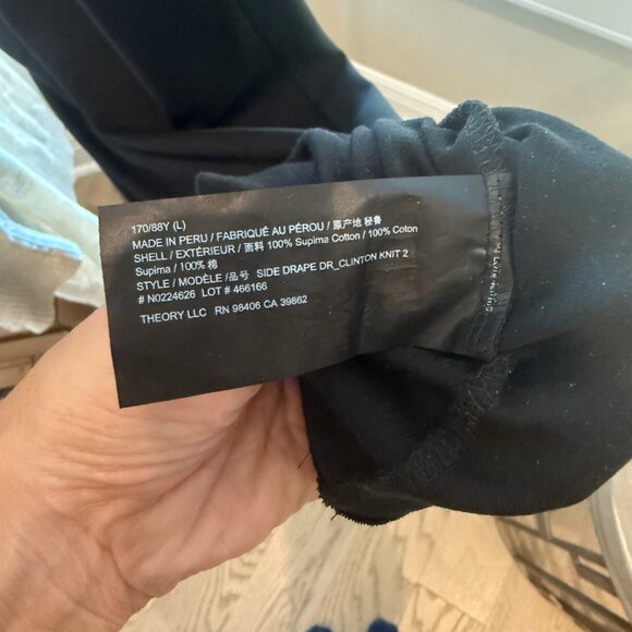 Theory Clinton Knit Black Side Drape, short sleeved, T Shirt Dress, Sz L, VGUC - Picture 4 of 6